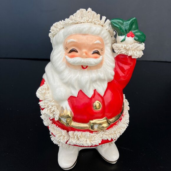 Lefton Ceramic Santa Spaghetti Trim Coin Bank - Picture 1 of 13